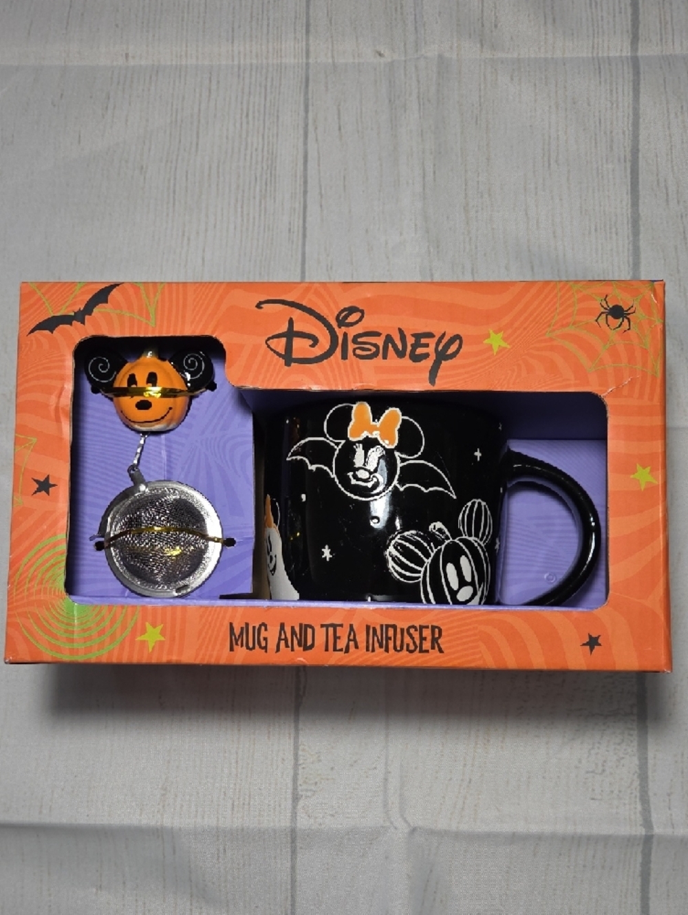 Disney Black Halloween Minnie Mug with Orange Mickey Mouse Pumpkin Infuser